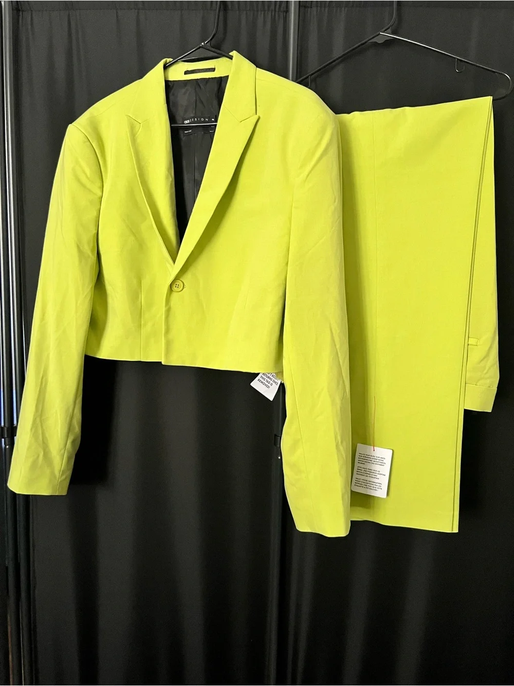 ASOS Bright Lime Cropped Suit Jacket and Matching Trousers